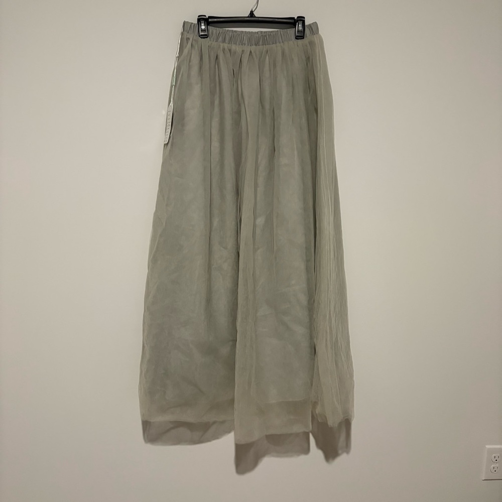 Lisong Tulle Midi Skirt grey‎ silver size 16